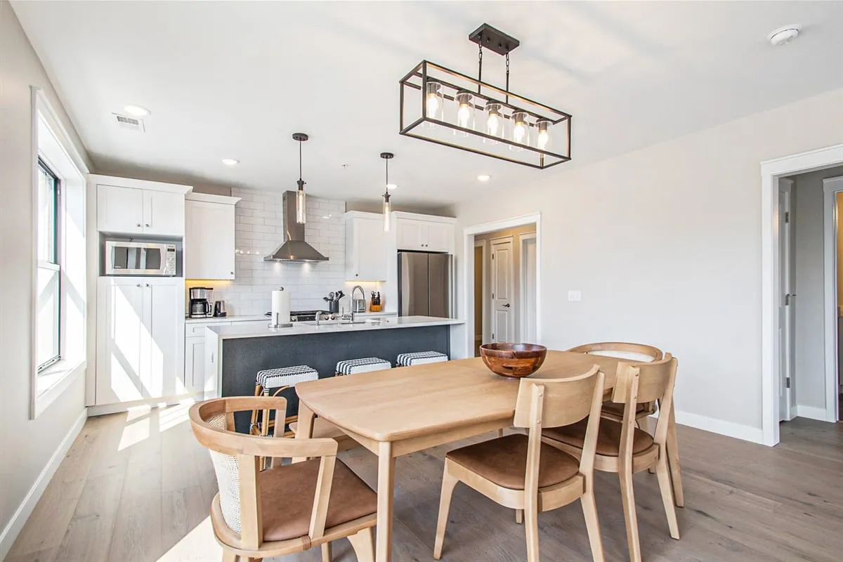Modern kitchen and dining area
